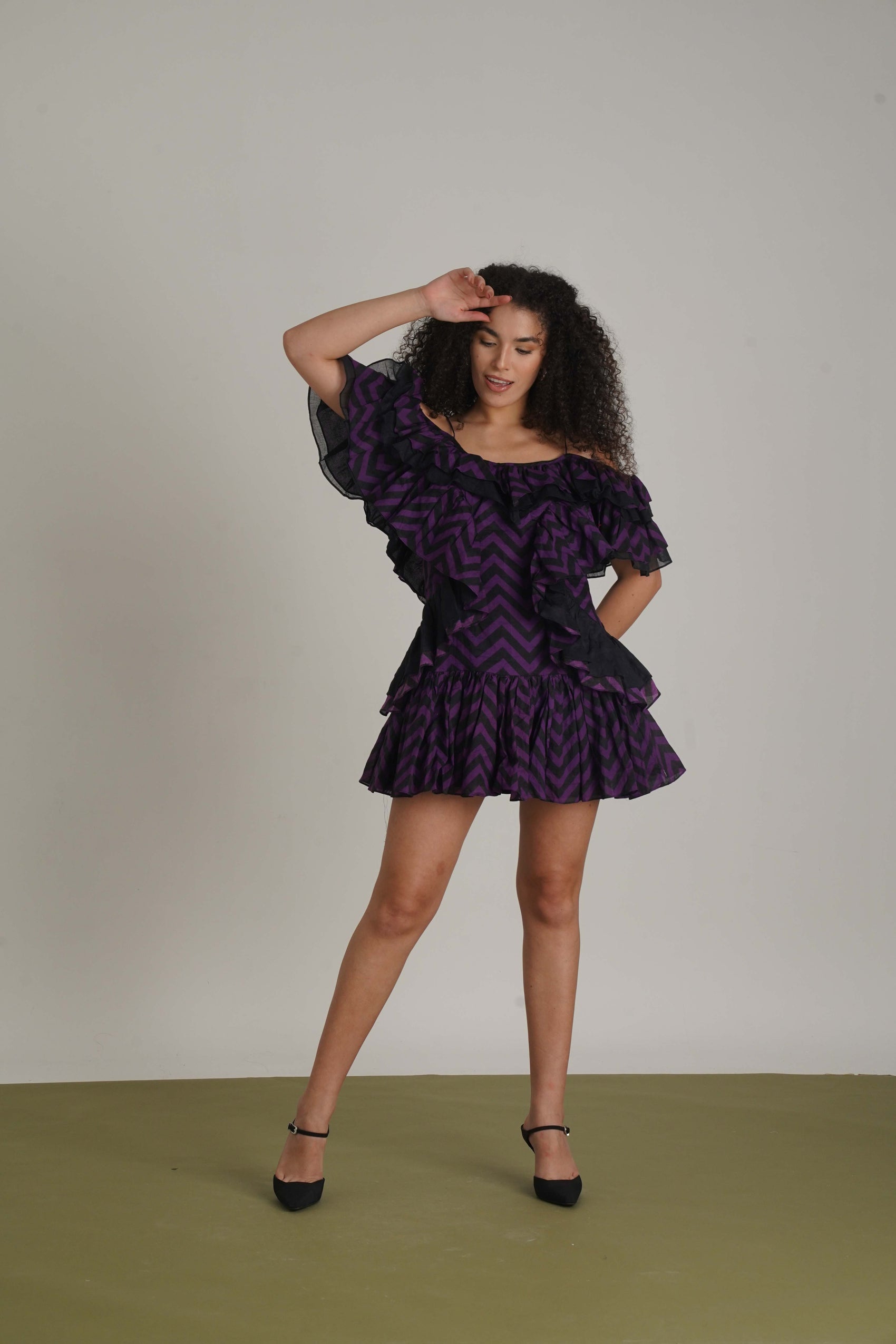 Fiorella Purple Stripe Dress